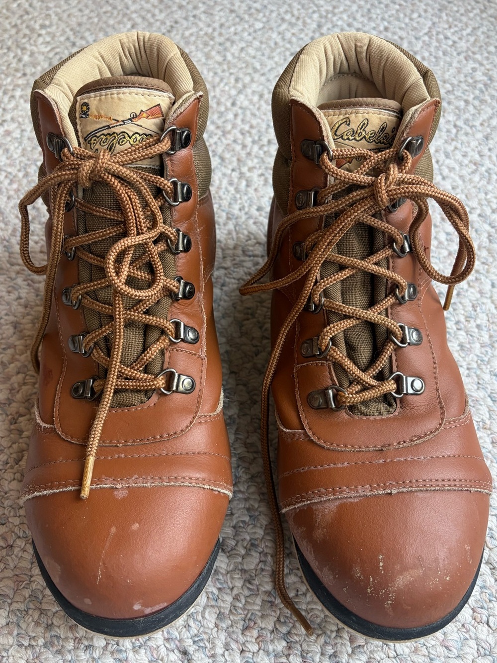 Cabela's Tan/Brown Leather Wading Boots w/Felt Soles, Fly Fishing Boots. Size 11
